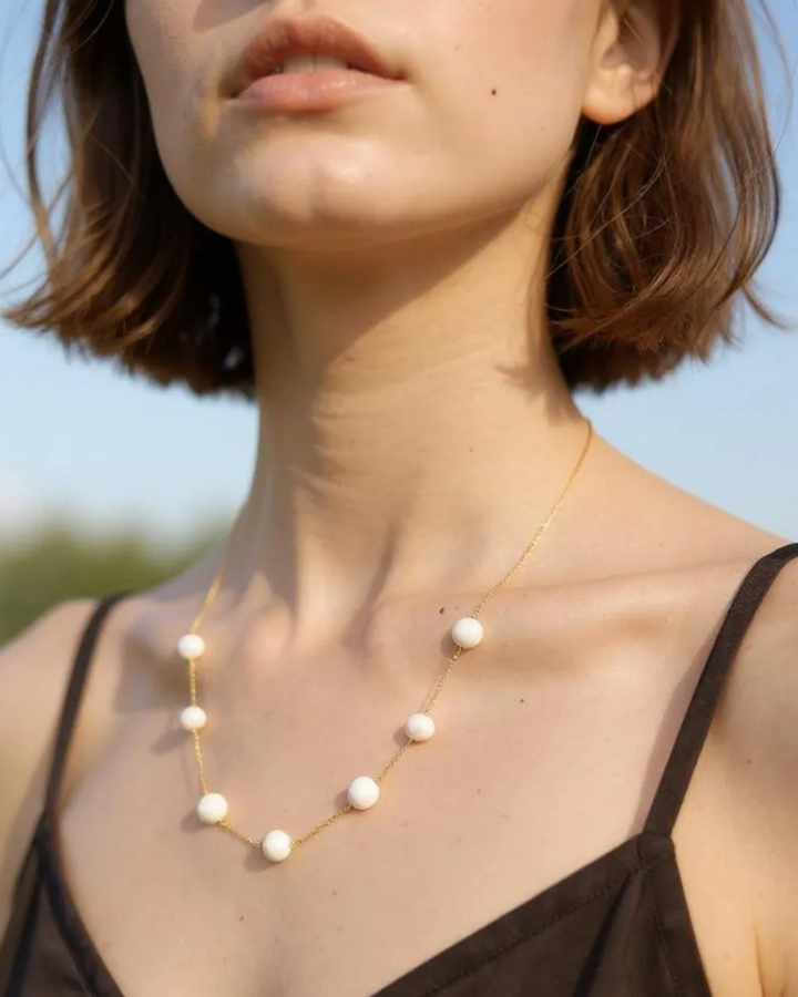 natural pearl necklace, minimal chain necklace with fresh water pearl, 925 silver, handmade crystal jewelry, gemstone necklace