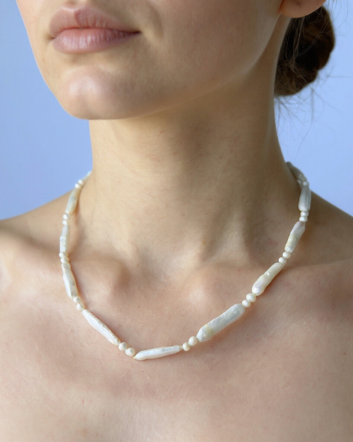 İnci Choker Kolye, Beyaz Doğal Taşlı Kolye, 925 Ayar Gümüş