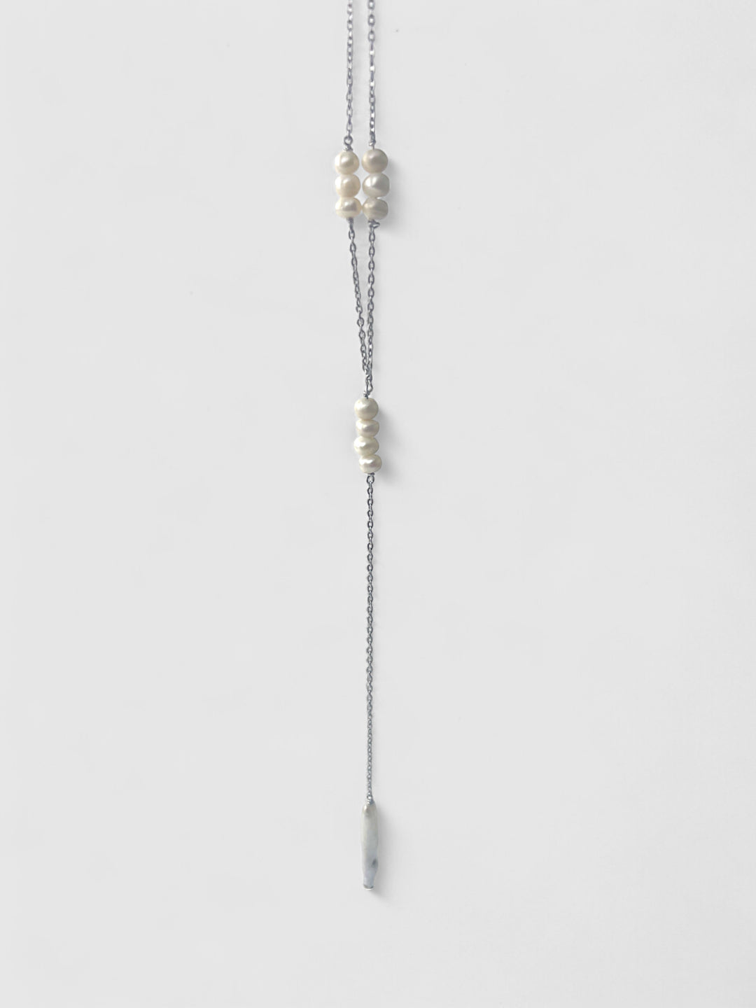 Y Pearl Stick Pearl Necklace,  Pearl Drop Necklace