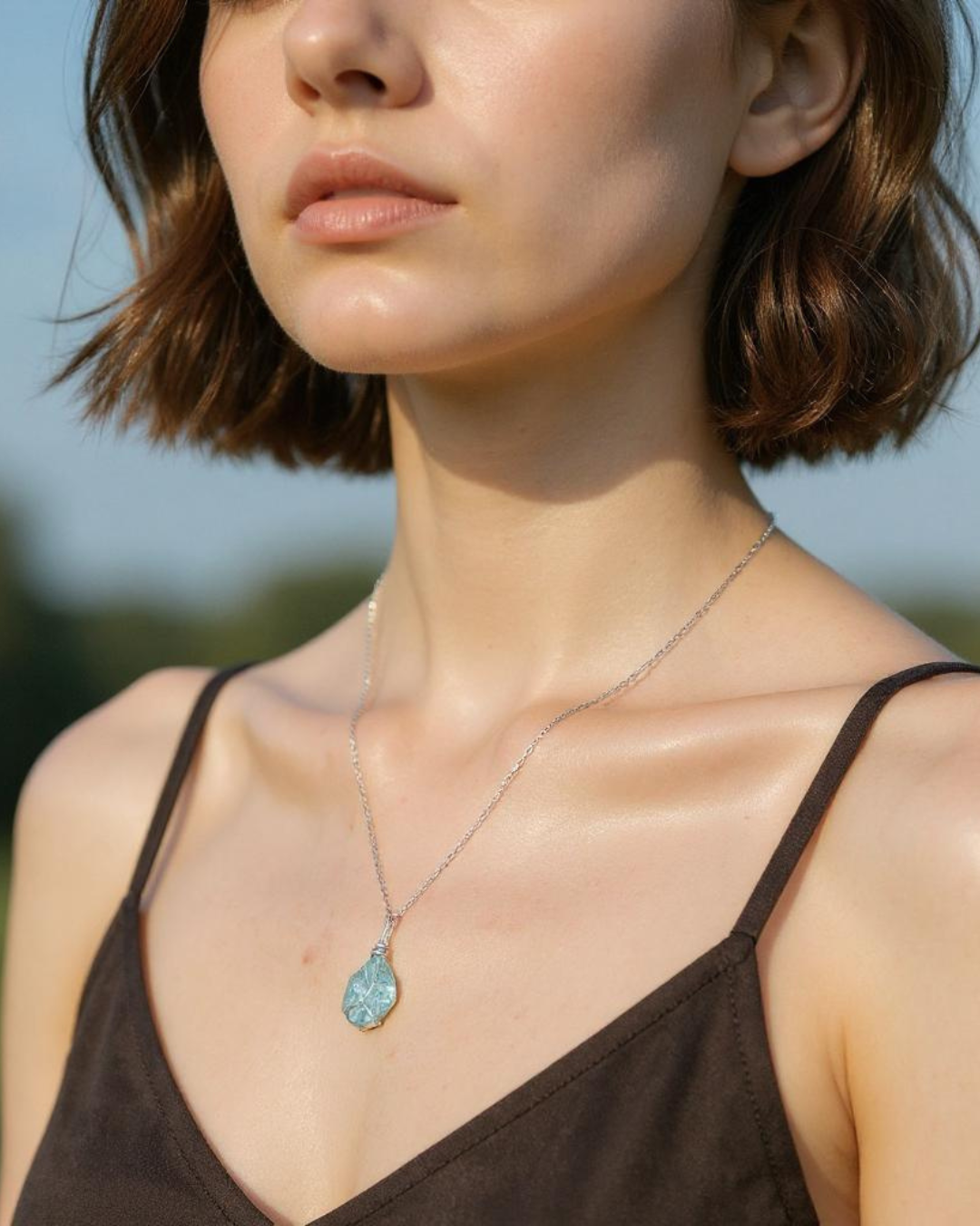 Rough aventurine necklace, wire wrapped green stone pendant, raw crystal jewelry, 925 sterling silver chain, natural gemstone necklace, handcrafted gemstone jewelry