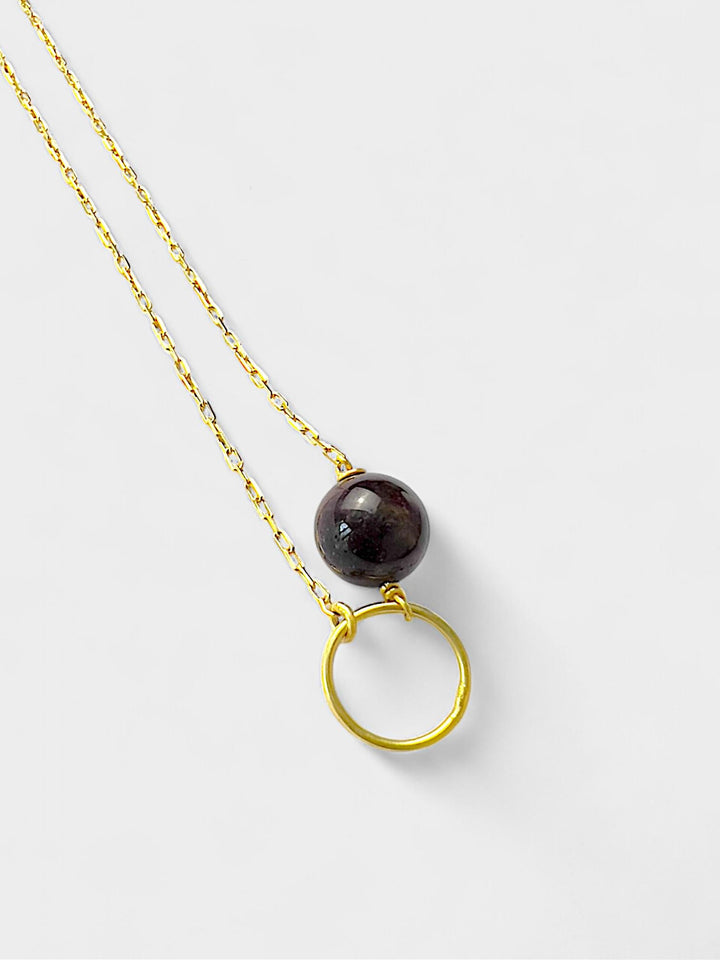 Tourmaline Necklace | 12mm Gemstone Pendant | 14K Gold Plated Sterling Silver | Minimal Gemstone Jewelry