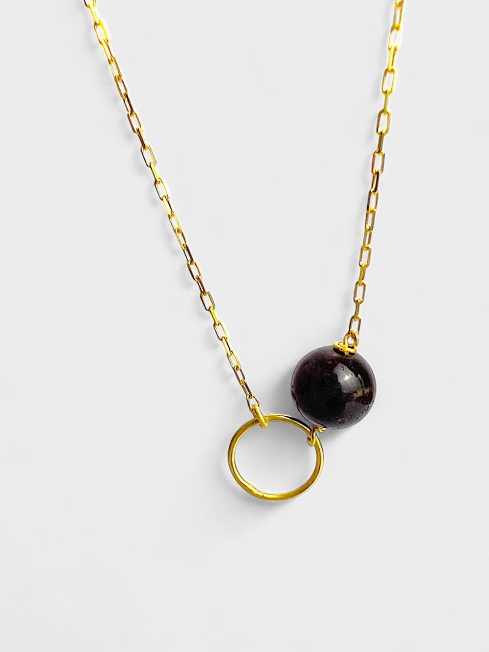 Tourmaline Necklace | 12mm Gemstone Pendant | 14K Gold Plated Sterling Silver | Minimal Gemstone Jewelry