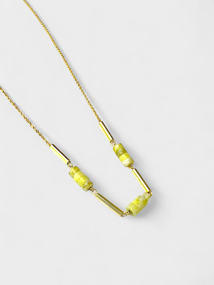 Olivin Jade Gemstone Necklace | 925 Sterling Silver Beaded Necklace | Minimalist Green Stone Necklace | Dainty Natural Stone Jewelry