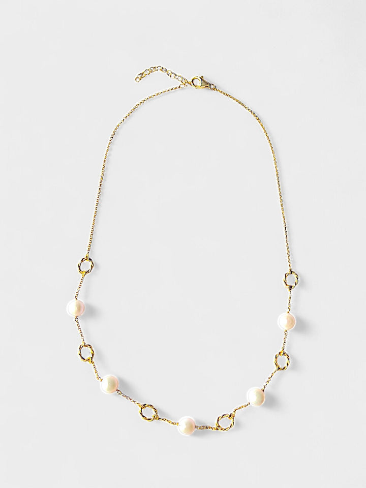 Pearl Necklace | 14K Gold Plated Sterling Silver | Freshwater Pearls | Elegant Gift for Her