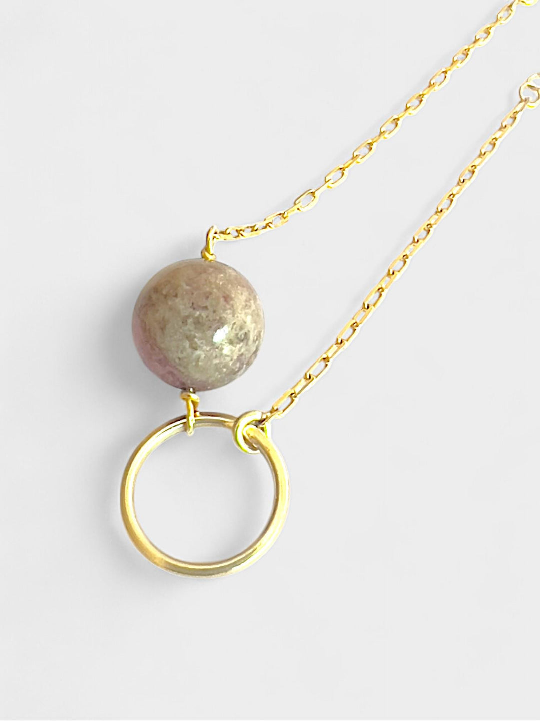 Tourmaline Necklace | 12mm Gemstone Pendant | 14K Gold Plated Sterling Silver | Minimal Gemstone Jewelry