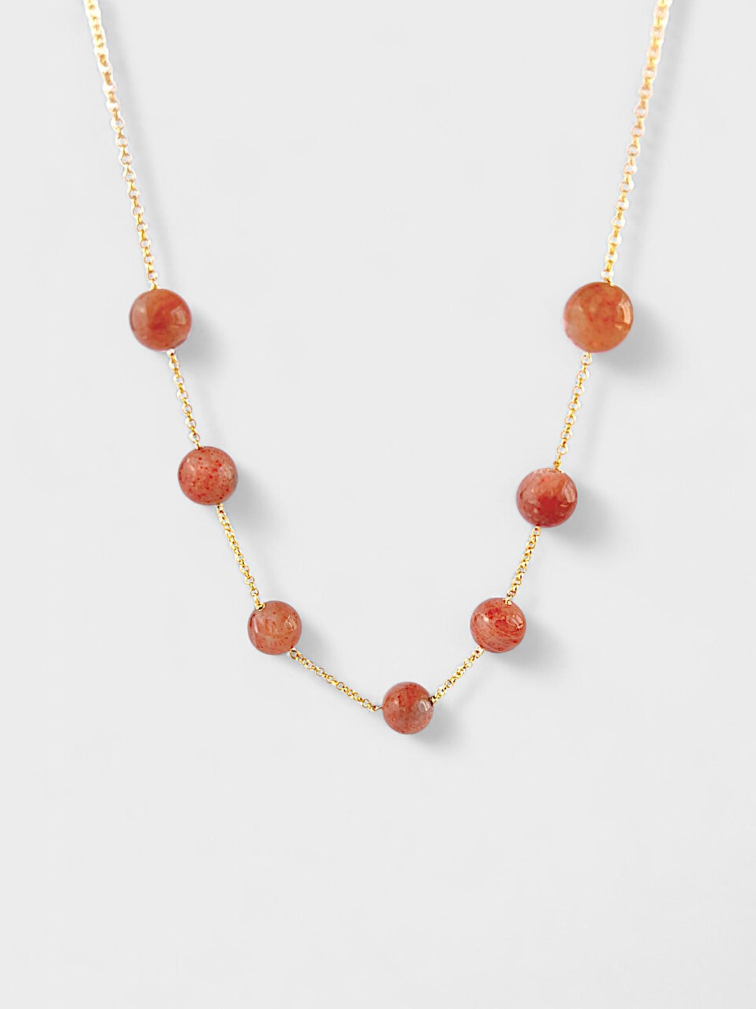 Sunstone Necklace Silver | 14K Gold Plated Sterling Silver | 8mm Sunstone Beads | Natural Orange Gemstone Jewelry