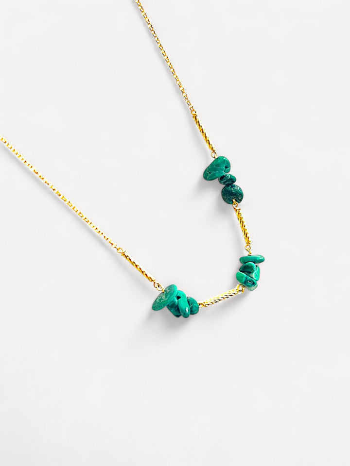 Malachite Necklace Silver | 14K Gold Plated Sterling Silver | Minimal Bead Necklace | Natural Green Stone Jewelry