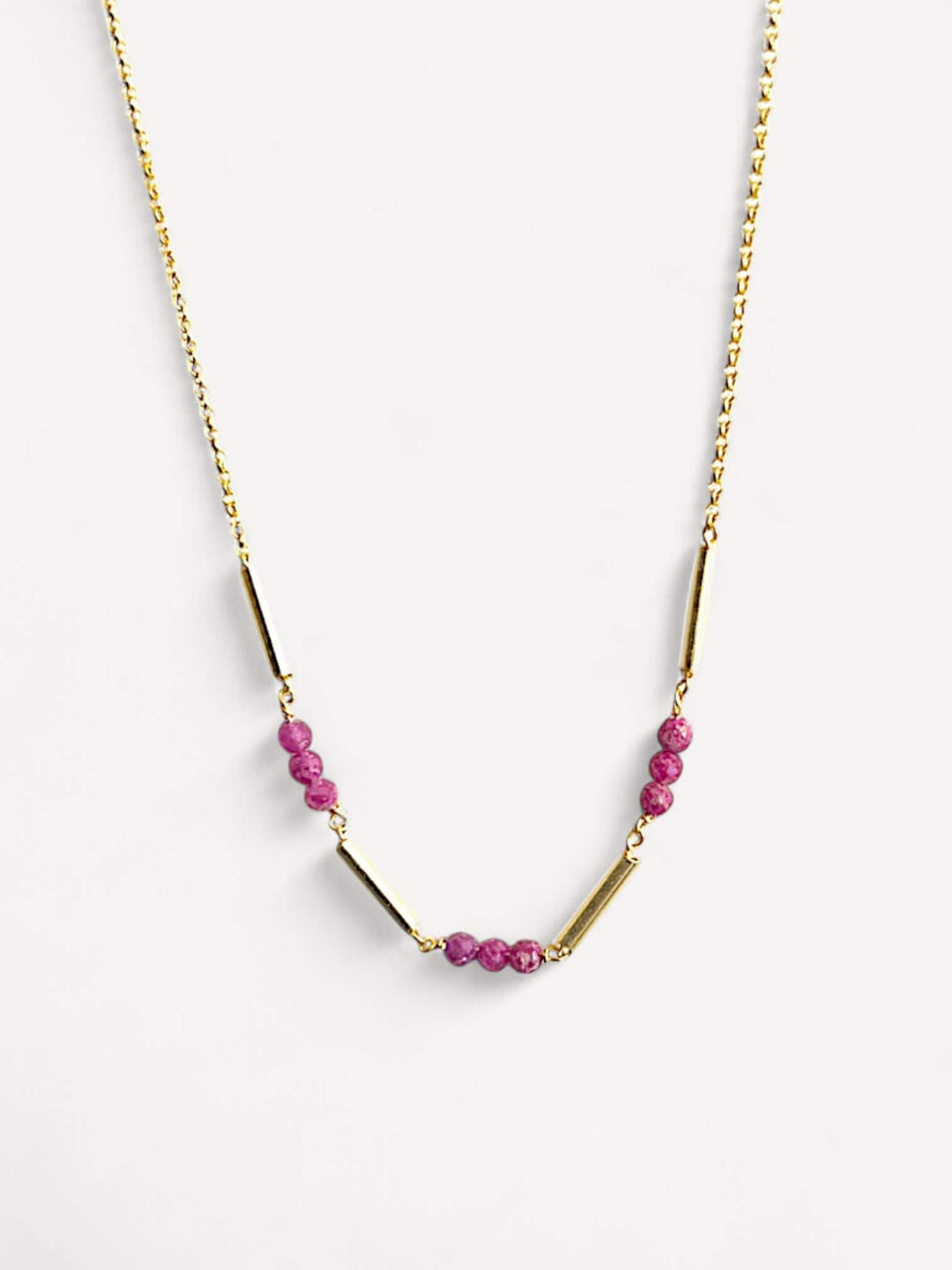 Ruby Necklace | 14K Gold Plated Sterling Silver | 3mm Faceted Ruby Beads | Minimal Red Gemstone Necklace | Dainty Natural Stone Jewelry