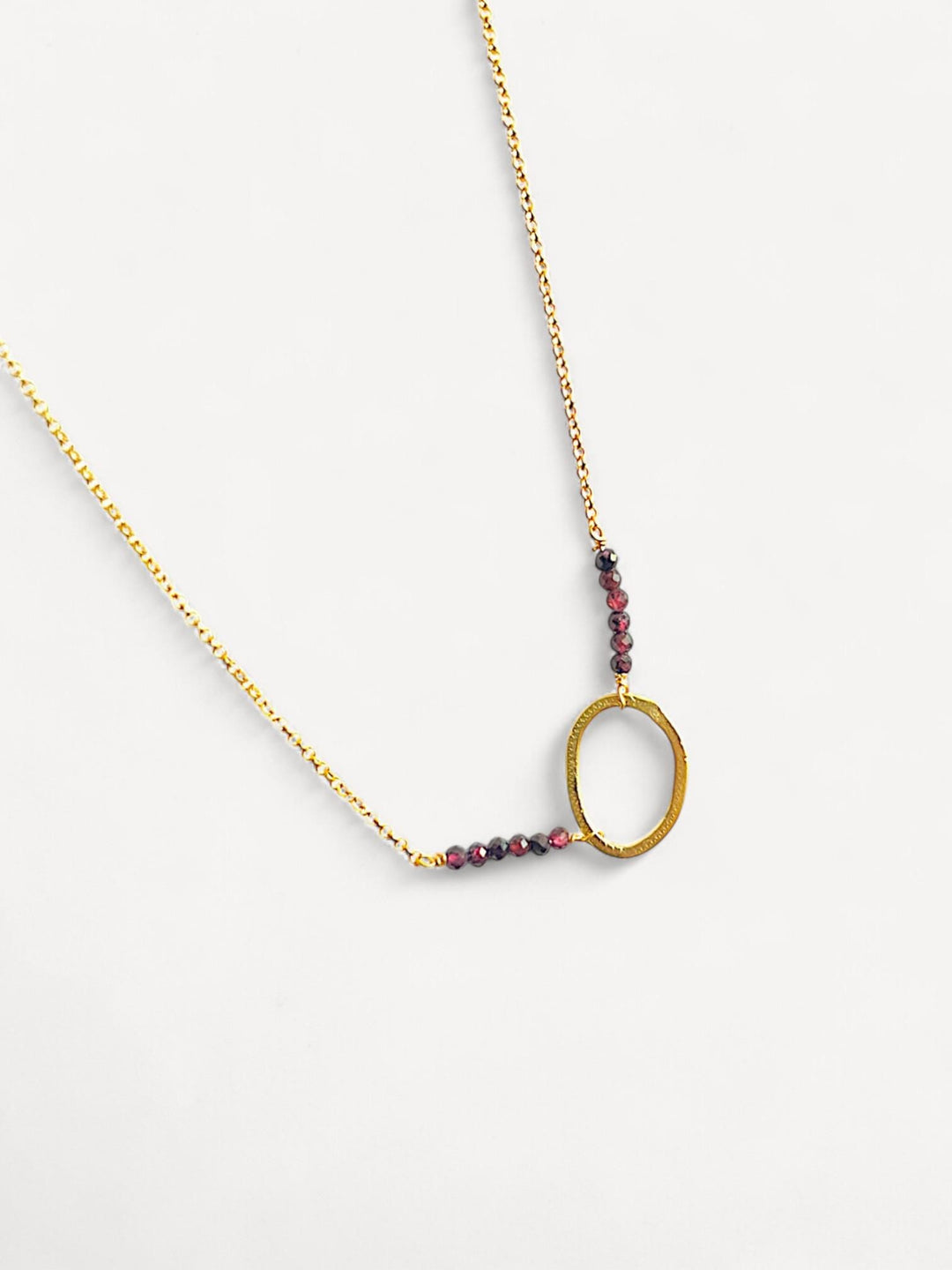 Garnet Silver Necklace | 14K Gold Plated Sterling Silver | Faceted Red Gemstone Necklace | Dainty Garnet Jewelry