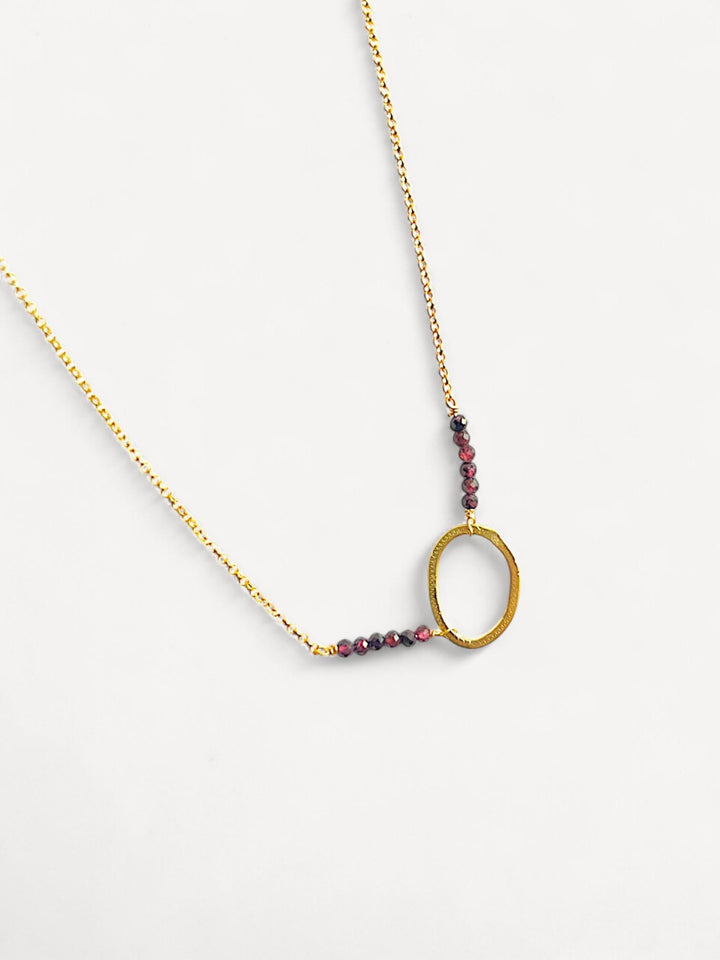Garnet Silver Necklace | 14K Gold Plated Sterling Silver | Faceted Red Gemstone Necklace | Dainty Garnet Jewelry