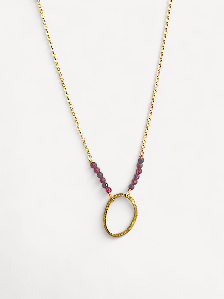 Garnet Silver Necklace | 14K Gold Plated Sterling Silver | Faceted Red Gemstone Necklace | Dainty Garnet Jewelry