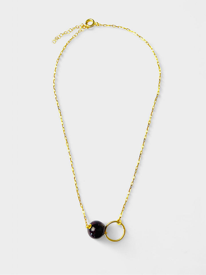 Tourmaline Necklace | 12mm Gemstone Pendant | 14K Gold Plated Sterling Silver | Minimal Gemstone Jewelry