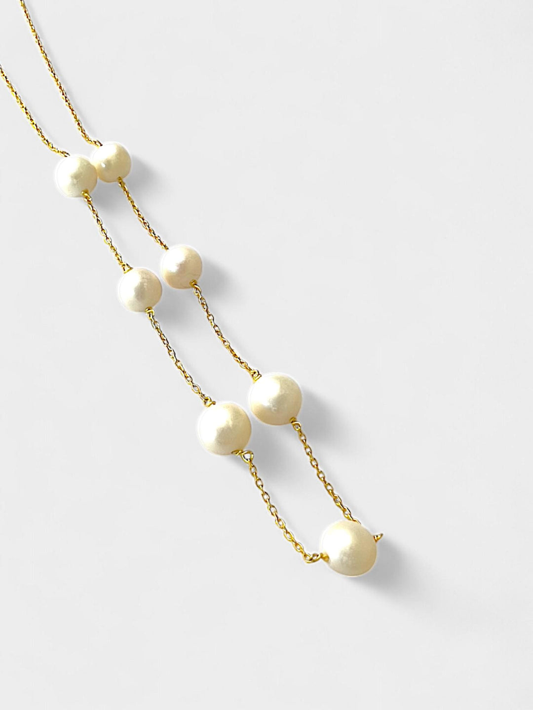 Pearl Beaded Necklace | 8mm Freshwater Pearls | 14K Gold Plated Sterling Silver | Dainty Minimalist Jewelry