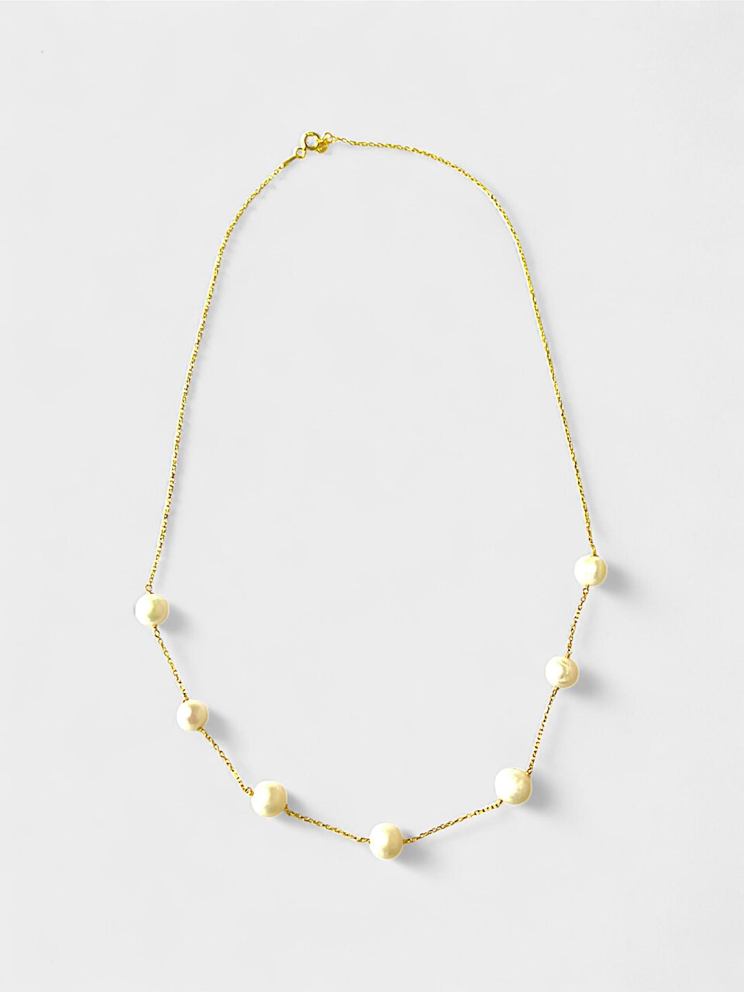 Pearl Beaded Necklace | 8mm Freshwater Pearls | 14K Gold Plated Sterling Silver | Dainty Minimalist Jewelry