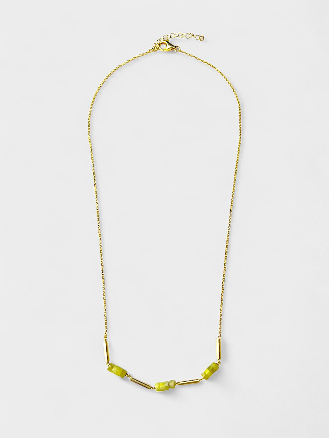 Olivin Jade Gemstone Necklace | 925 Sterling Silver Beaded Necklace | Minimalist Green Stone Necklace | Dainty Natural Stone Jewelry