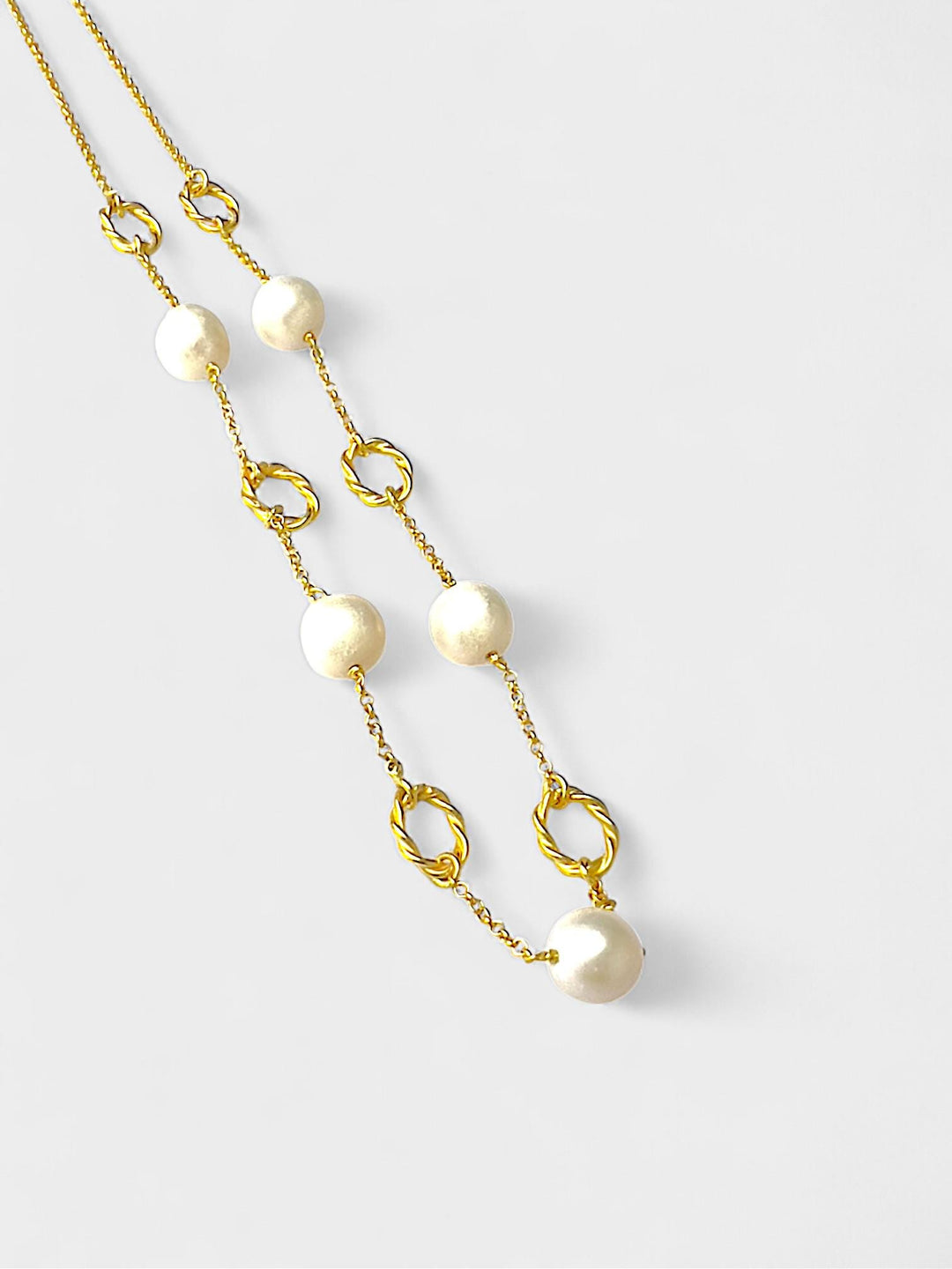 Pearl Necklace | 14K Gold Plated Sterling Silver | Freshwater Pearls | Elegant Gift for Her