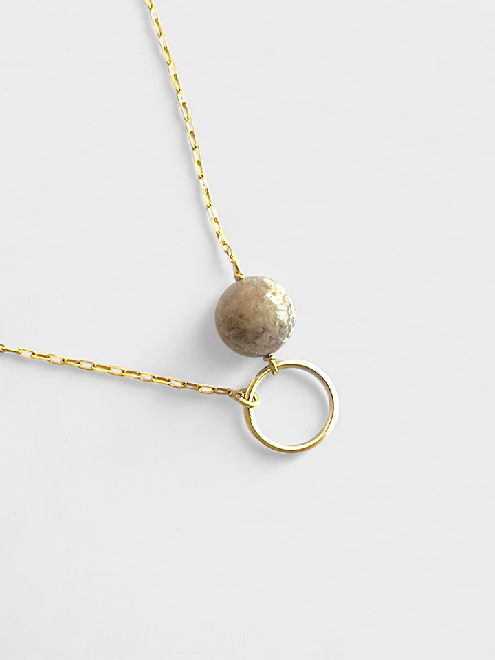 Tourmaline Necklace | 12mm Gemstone Pendant | 14K Gold Plated Sterling Silver | Minimal Gemstone Jewelry