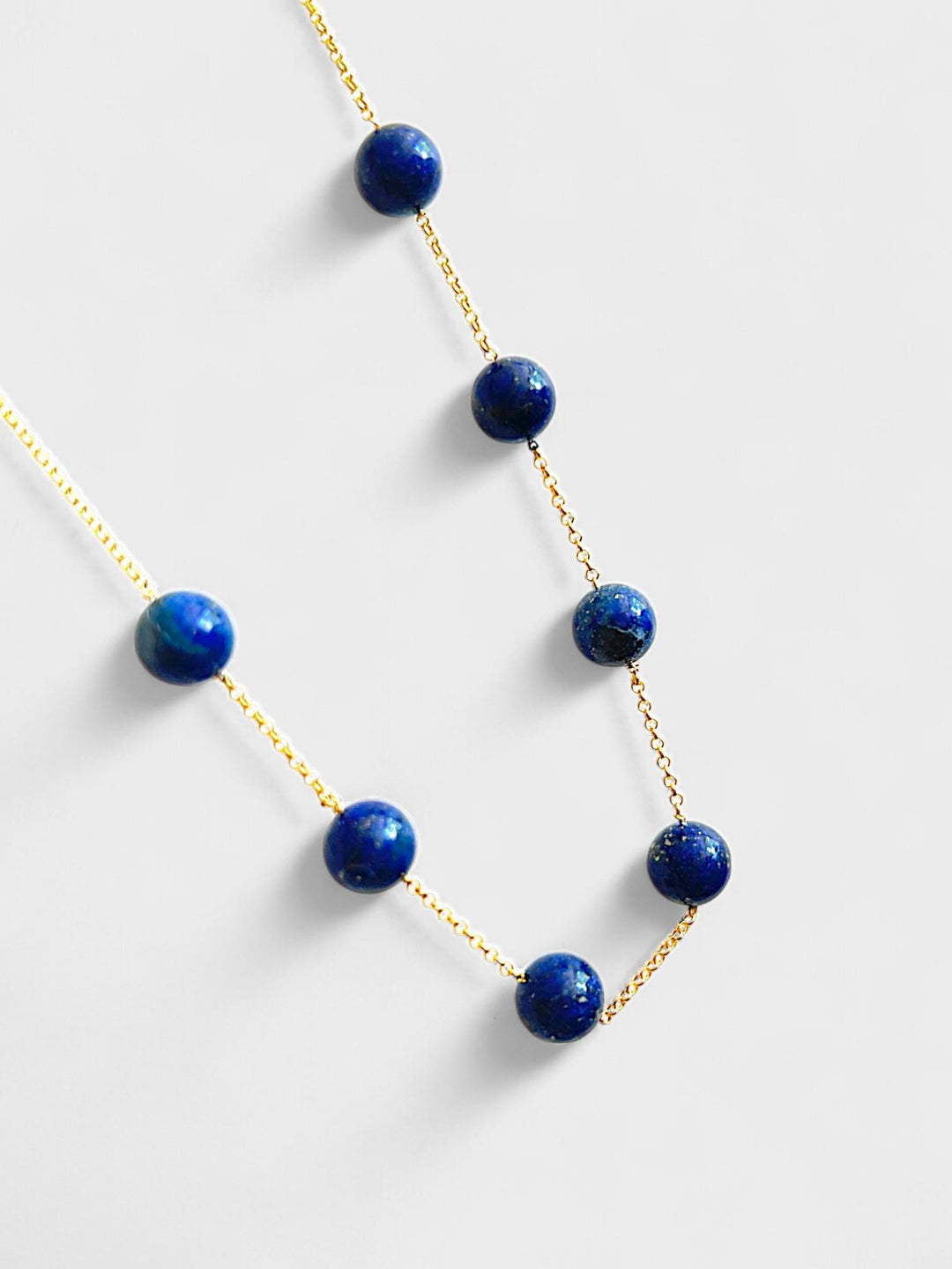 Lapis Lazuli Necklace | 14K Gold Plated Sterling Silver | 8mm Lapis Gemstone Beads | Blue Gemstone Necklace | Natural Gemstone Jewelry