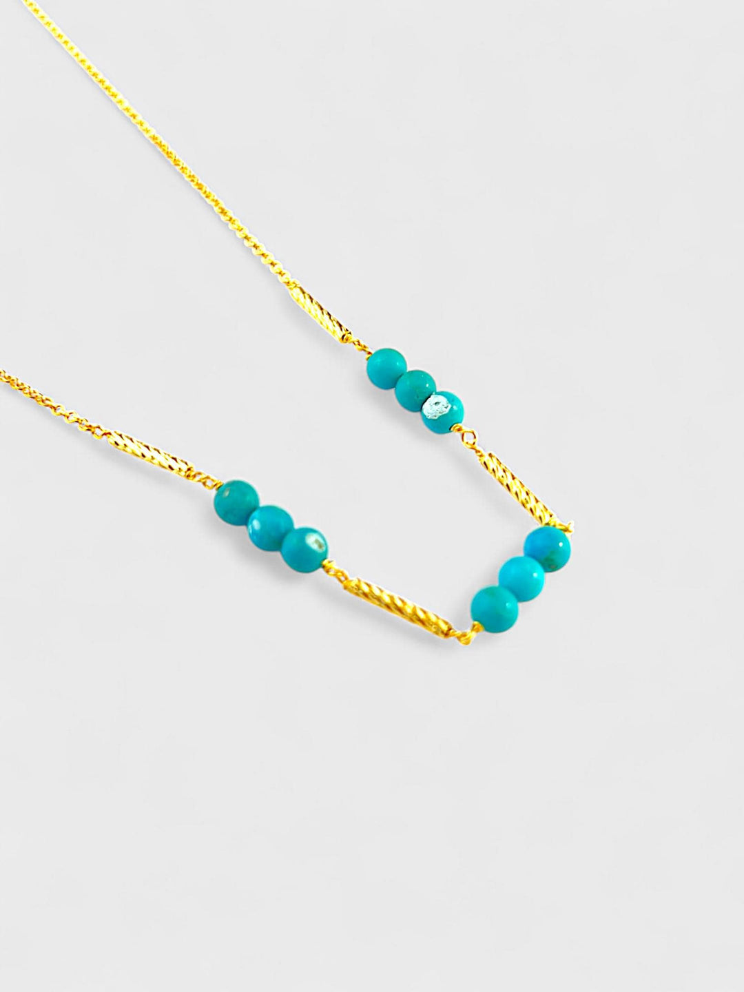 Turquoise Necklace | 14K Gold Plated Sterling Silver | 4mm Natural Turquoise Beads | Minimal Blue Green Jewelry
