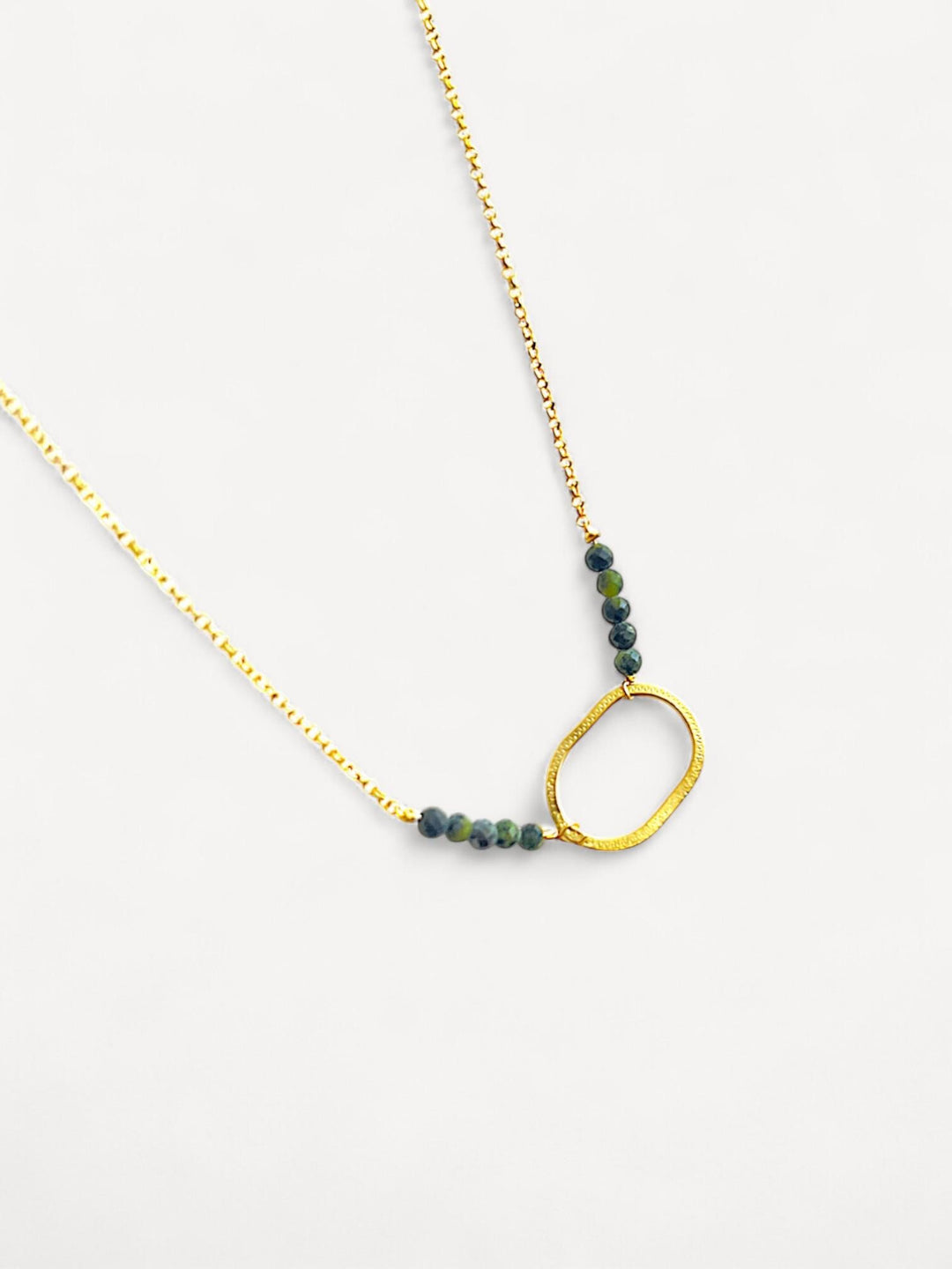 Jade Gemstone Necklace | 14K Gold Plated Sterling Silver | Faceted Green Gemstone Necklace | Natural Jade Jewelry