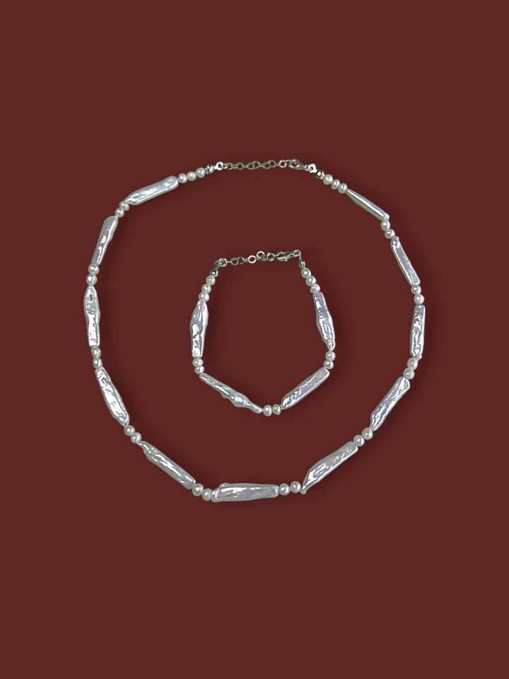 İnci Choker Kolye, Beyaz Doğal Taşlı Kolye, 925 Ayar Gümüş