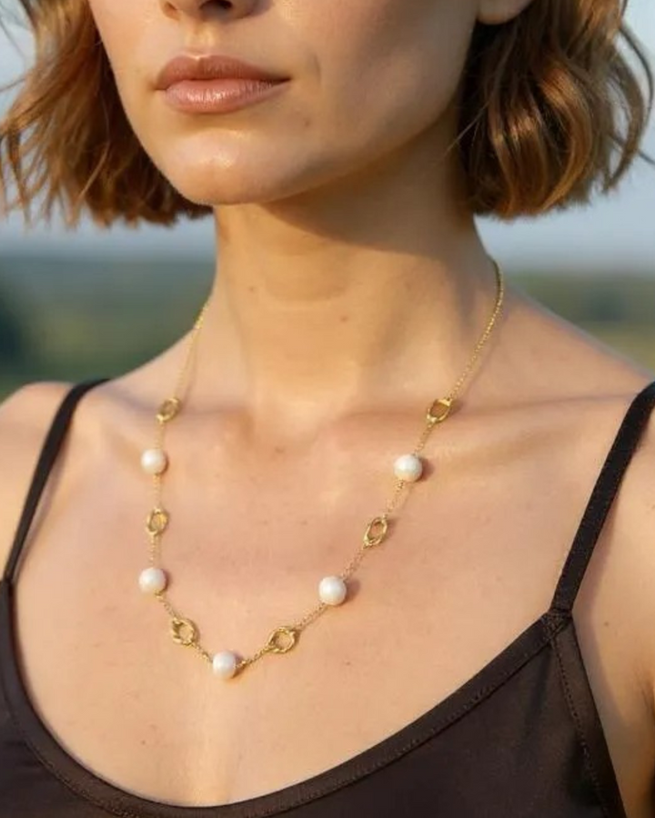 natural pearl necklace, minimal chain necklace with fresh water pearl, 925 silver, handmade crystal jewelry, gemstone necklace